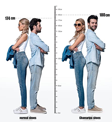 CHAMARIPA Men's Soft Suede 2.36 Inches Taller Hidden Heel Skate Shoes Premium Leather Comfortable Height Increasing Elevator Casual Fashion Sneakers Black4