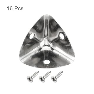 sourcing map Metal Box Corner Protectors Edge Guard Protector 25 x 25 x 25mm Silver Tone 16pcs for Table Corners and Desk Corners