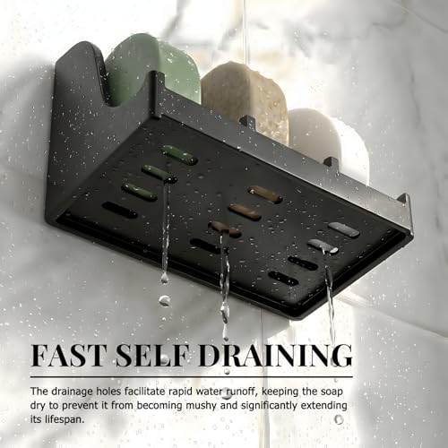 Image of Soap Holder for Shower Wall, 3-Compartment Soap Dish for Shampoo, Conditioner and Body Soap, Fast Draining & Rust-Proof & Heavy Duty, Ultra-Strong Adhesive for Long-Term Bathroom Use & Freestanding