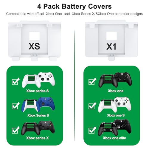 image for DINOSTRIKE Xbox Battery Pack Rechargeable with 4 Back Covers and a USB