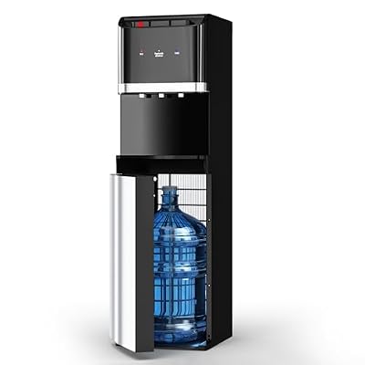 Tehanld Bottom Loading Water Cooler Dispenser for 5 Gallon Bottles,Stainless Steel Water Cooler with 3 Temperature -Hot, Cold & Room,Child Safety Lock,Ideal for Home and Office, Pure Black