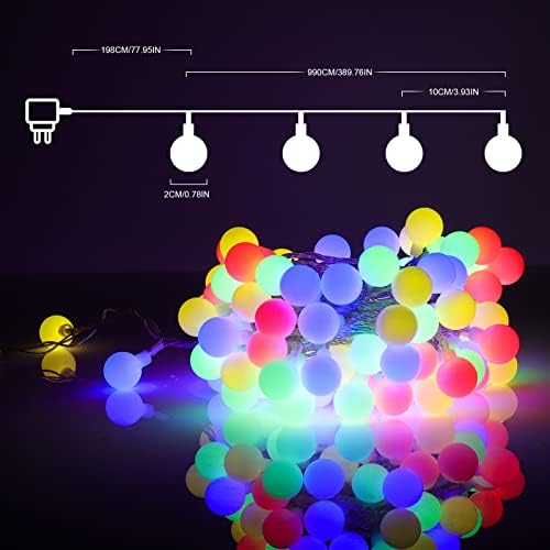 Fairy Lights, 10m/32ft 100 LED Globe String Lights with Remote, 8 Modes Multicolored Outdoor Lights Mains Powered, Waterproof Indoor Outdoor Fairy Lights for Bedroom Garden Patio Courtyard