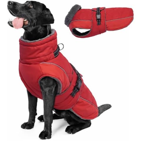 QBLEEV Warm Dog Coat Reflective Dog Jacket Adjustable Dog Winter Coat Turtleneck Dog Clothes for Cold Weather Waterproof Fleece Dog Snowsuit Dog Vest Dog Sweaters Dog Coats for Small Medium Large Dogs Cover
