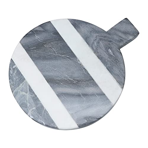 Crocon Natural Round Shape White And Grey Marble Chopping Board Champagne Marbles Cutting Board Stylish Stone Cheese Board For Home And Kitchen Great Gift For Cooking Lover Size : 11X9 Inch #TOP4