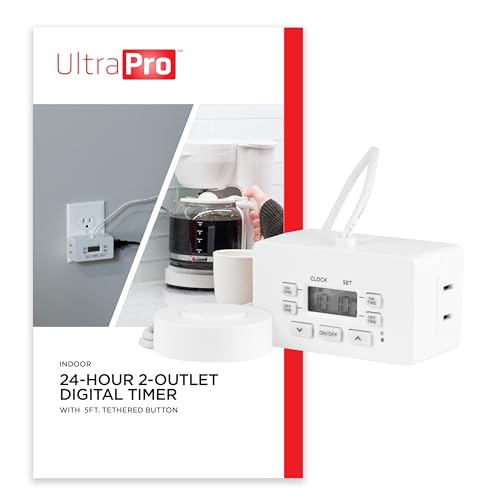 UltraPro Plug-in Digital Timer, 2 Polarized Outlets, Override with 5ft Lead