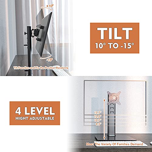 2 Pack Single Lcd Computer Monitor Free-Standing Desk Stand Riser For 13 Inch To 32 Inch Screen With Swivel, Height Adjustable, Rotation, Holds One (1) Screen Up To 77Lbs(Ht05B-201) #TOP2