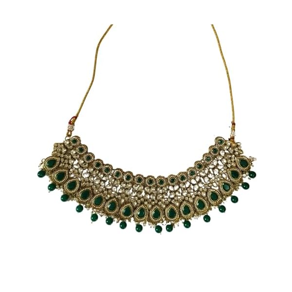 AMOHA GEMS Crystal Necklace Jewellery Set with Earrings Suited for Party Wedding Festive (Round neck kundan Necklace set) - Image 4