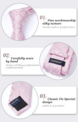 Image of HISDERN Mens Ties Solid Color Tie and Pocket Square Set Classic Woven Formal Neckties & Handkerchief Wedding Party