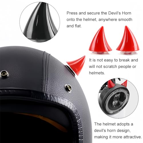 Motorradhelm Hörner,Motorrad Helm Hörner Eckdekoration,Motorradhelm Devil Demon Horn,Saugnapf Horn Helm Dekoration,Motorradhelmhorn,Helm-Hörner Teufelshörner mit Saugnapf,Helm-Dekoration,4Pcs