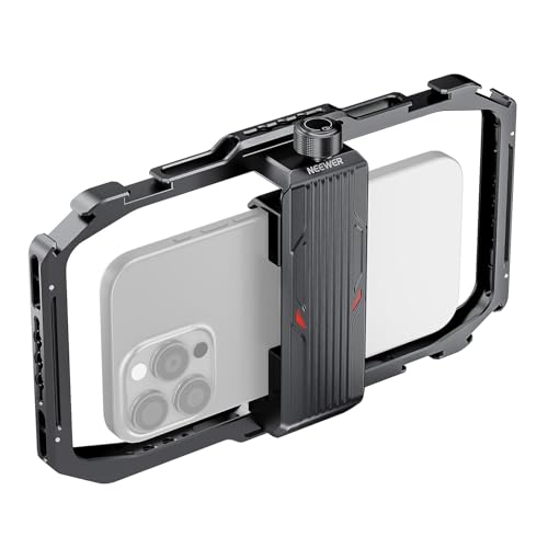 NEEWER Cage de Téléphone Universelle, Support Vidéo pour Smartphone avec Fixations à Dégagement Rapide,Sabots Froids, Support Stabilisateur Vidéo pour Téléphone Compatible avec iPhone et Samsung,PA039