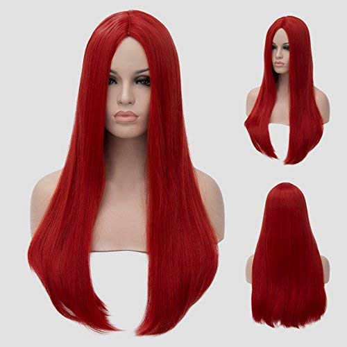 Colorfulpanda 32inch Long Red Wigs for Women Straight Synthetic Hair Wig Middle Part for Halloween Movie Costume Cosplay Anime Wig - Image 4