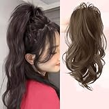 Fountain High Ponytail Hair Extension with Shark Clip Waterfall Half-Up High Ponytail Curly Braids Large Claw Clip