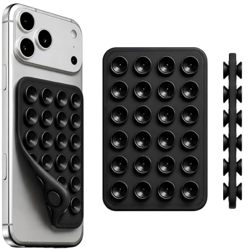 Black Octobudyy Silicone Phone Sticky Grip,Removable Double Sided Phone Grip Hands-Free Mirror Cell Phone Case Mount Hands-Free Selfes & Videos for DPhone & Android, Trending TikTok Items