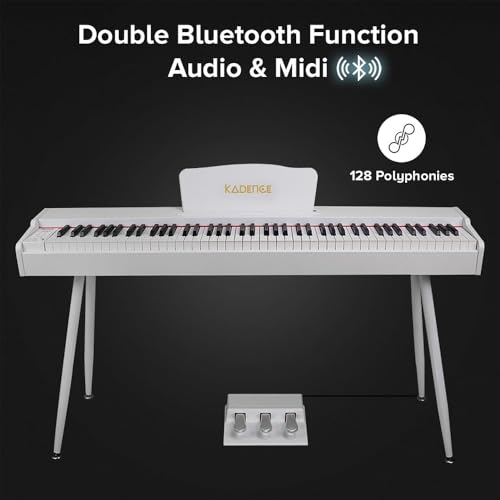 Image of Kadence GEN25 Digital Piano(DP01)- 88 Weighted Progressive Hammer Keys, Wooden Stand, Triple Pedal, MIDI & French Dream Chip (White Piano,2025 Edition)