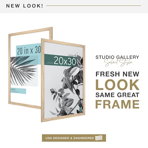 MCS Studio Gallery 20x30 Poster Frame Natural Woodgrain, Vertical & Horizontal Wall Hanging Large Picture Frame for Photos, Posters & Art Prints (2-Pack)