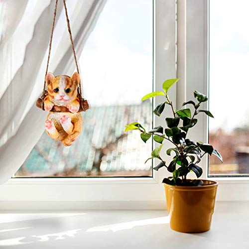 Yardwe 1Pc Swinging Cat Hanging Sculpture Resin Cartoon Animal Wall Figurines Adornment Creative Tree Decoration Pendant Landscape Hanging Craft Rnaments For Indoor Utdoor Garden Patio Yard Decor #TOP1