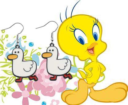 Feelmem White Duck Earrings/Zipper Pull Cute Duck Jewelry Animal Dangle Earrings Gift For Duck Lovers And Duck Loss Memorial (Earrings) #TOP4