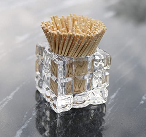 Hillspring Toothpick Holder, Decorative Glass Toothpick Jar With 200 Bamboo Toothpicks #TOP2