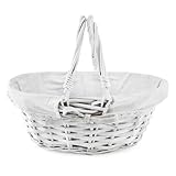 Cornucopia Brands Wicker Basket w/Handles (White-Painted), for Easter, Picnics, Gifts, Home Decor and More, 12.5 x 9 x 6 Inches