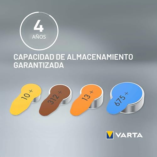 Miniatura 2 de VARTA Pilas para aparatos auditivos tipo 10 amarillo, paquete de 60, Power on Demand, batería de audífono, pilas de botón para audífonos, Made in Germany | wireless approved para audífonos Bluetooth, Tamaño p10, tecnología zinc-aire, sin mercurio, en dispensador, Made in Germany