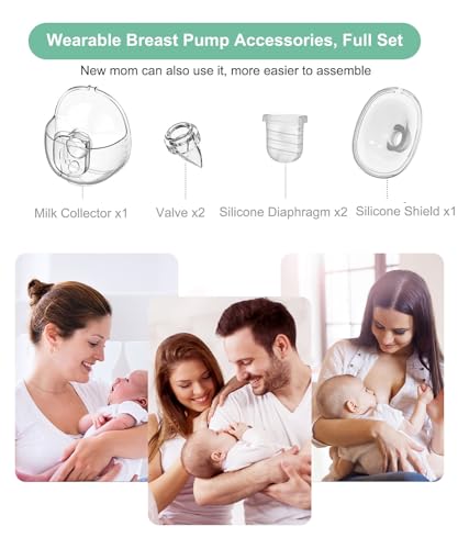 Image of Wearable Breast Pump Parts One Full Set Milk Collector Cup S32 Compatible with NCVI NICEGREEN Nuliie Zooawa Breast Pump Replacement Accessories, Flange 24mm, Extra Duckbill Valve&Diaphragm