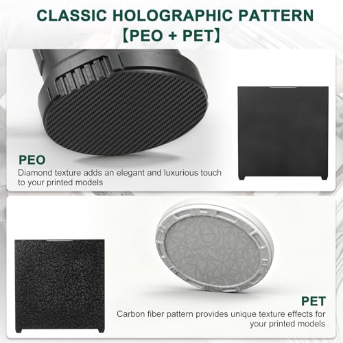 Doppelseitige Textur-Bauplatte für Creality K2 Plus Combo,PEO PET Druckplatte 370x370mm aus Federstahl für perfekte Haftung für PLA,ABS,PETG,TPU,ASA,PC PA,CF und einfache Entnahme