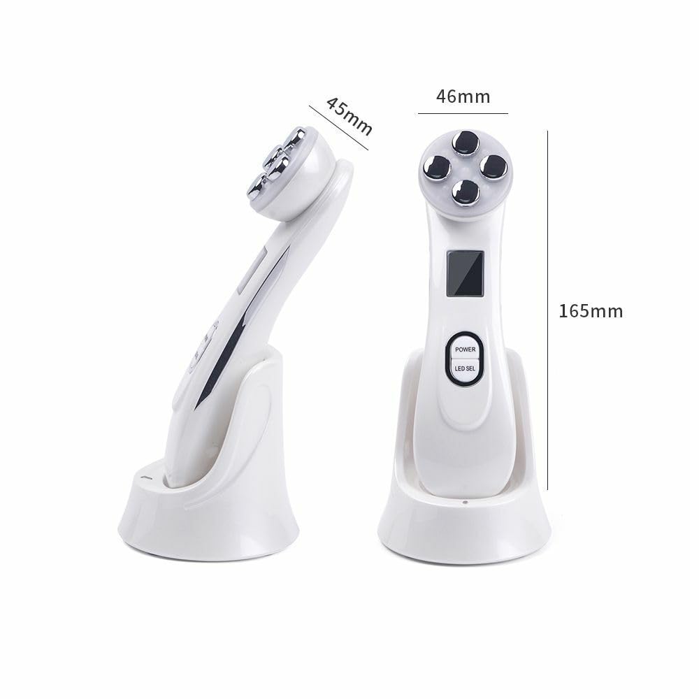 Stock - Massaggiatore per il viso, radiofrequenza, 5 in 1 Rf LED, dispositivo viso ad ultrasuoni, ringiovanimento, pulizia profonda, cura del viso, massaggio per viso