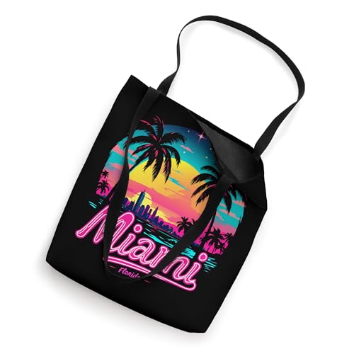 Bolso tote retro de Miami Beach con gráfico de puesta de sol de Florida 305 miniatura 2