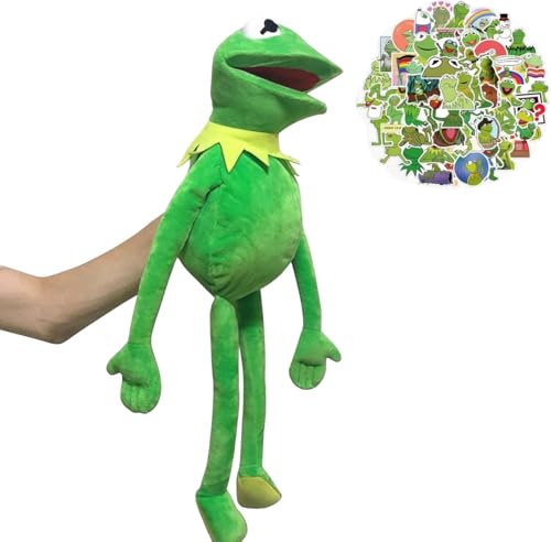 Kermit The Frog Puppet with 50Pcs Stickers Frog Hand Puppets for Kids Adult Anime Plush Doll Toy Children Gifts