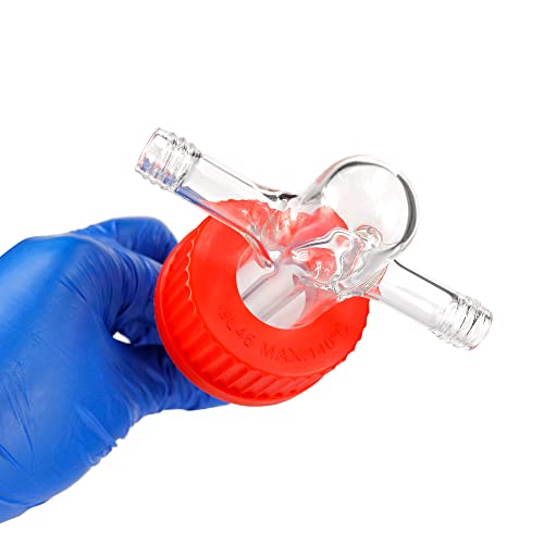 Alwsci Lab Gas Washing Bottle, 1000Ml Graduated Lab Buffer Bottle,Borosilicate Glass Gas Washing Bottle With Gl45 Polypropylene Red Screw Cap, 1Set #TOP1
