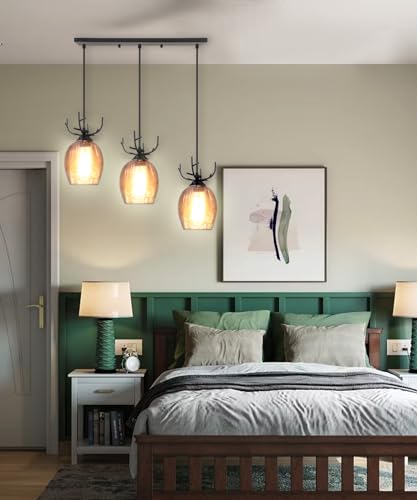 Image of Linear Base 3 Light Hanging /Pendent Light for Restaurant,Bedroom, Living Room and Home Decor. Pack of 1 (H /L 5)