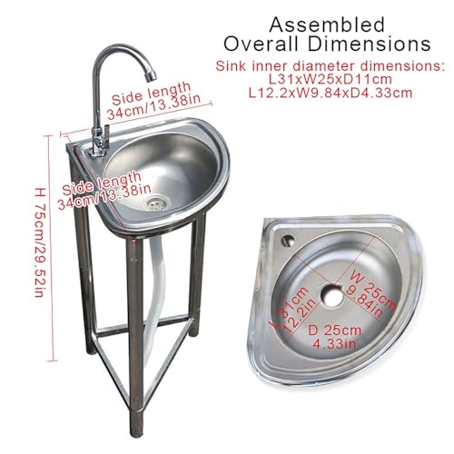 Évier d'angle triangulaire compact en acier inoxydable avec robinet complet - 4