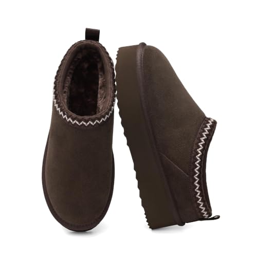 Image of DREAM PAIRS Women's Platform Genuine Suede House Slippers