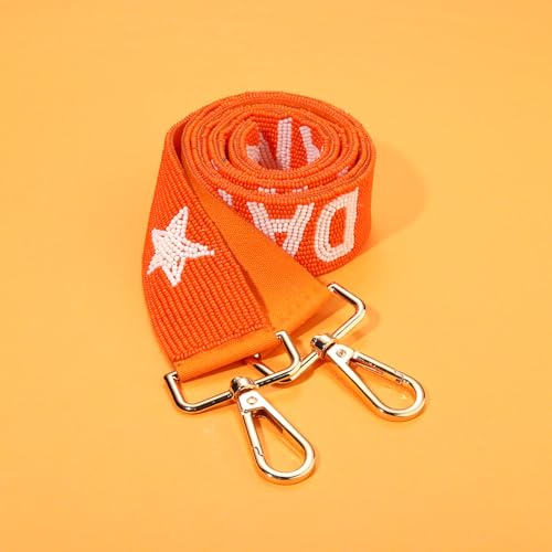 Image of Game Day Purse Straps Replacement Beaded Purse Strap Wide Crossbody Bag Straps Stadium Football Clear Bag Straps Accessories (Orange White)