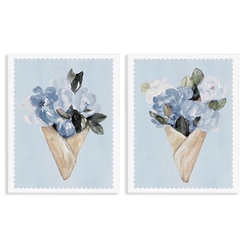 Blue Flower Gift Bouquets, 16 x 20 Inch Canvas Wall Art Set