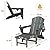 Mdeam Folding Adirondack Chair with Retractable Ottoman, HDPE All-Weather Fire Pit Chair with 2 Cup Holders, Outdoor Chair for Deck Patio Garden Backyard Lawn (Grey)