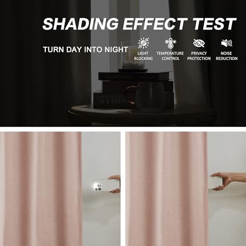 DUALIFE Cute Dusty Pink Blackout Curtains 90 Inches Long - Rose Blush Pinch Pleat Track Curtains Blackout with Hooks Viral Pleat Drapes for Girls Bedroom Nursery,40 by 90 Inch, 2 Panels, Back Tab by DUALIFE - Image 2