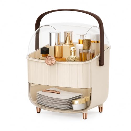 Image of YAGVIZ Makeup Organizer Box | Countertop Cosmetic Organizer for Woman | Transparent Clear Makeup Organizer Box | Organize for Cosmetic Products
