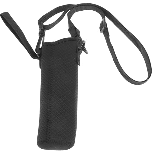 Toyvian Housse de Protection pour Bouteille d'eau en Néoprène Noir Porte-Bouteille Portable avec Bandoulière Réglable Manchon Isotherme Polyvalent pour Voyage Randonnée et Sport