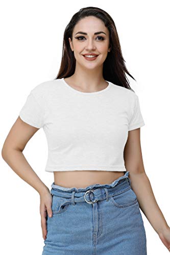 Image of Lime Women's Basic Short Sleeve Round Neck Crop Top