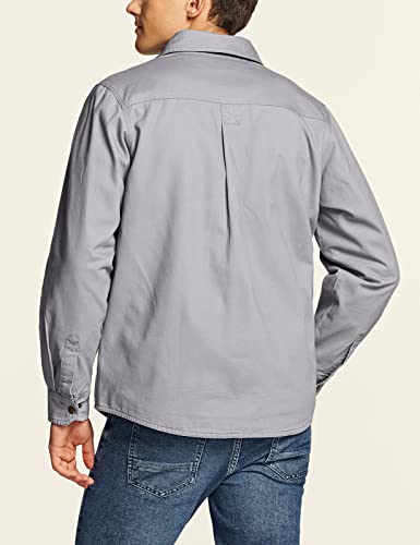 Cqr Men's Twill All Cotton Flannel Lined Shirt Jacket, Soft Brushed Outdoor Shirt Jacket, Twill Shirt Jacket Grey, Large #TOP3