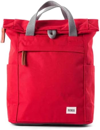 ROKA London Finchley A Small Sustainable Canvas Backpack (Mars Red)