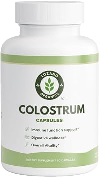 Bovine Colostrum Supplement 60 Capsules, Sourced from First Milking, Standardized to 15% IgG Immunoglobulins. Pure formula with no fillers. Quality verified through third-party testing.