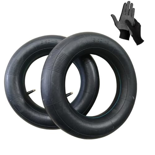 2 Pcs 3.50-8 Inner Tube for Wheelbarrow Wheels with Straight Valve with 1 Pair of Gloves – Durable Inflatable Replacement Tubes for Sack Barrow, Hand Trucks, Garden Carts, Trolleys, Wheelbarrow Tyres