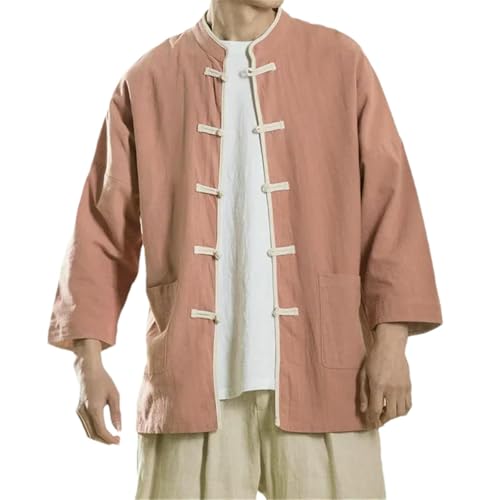 Robe Traditionnelle Chinoise Vintage | Manteau Homme Haut de Gamme en Coton Lin Léger