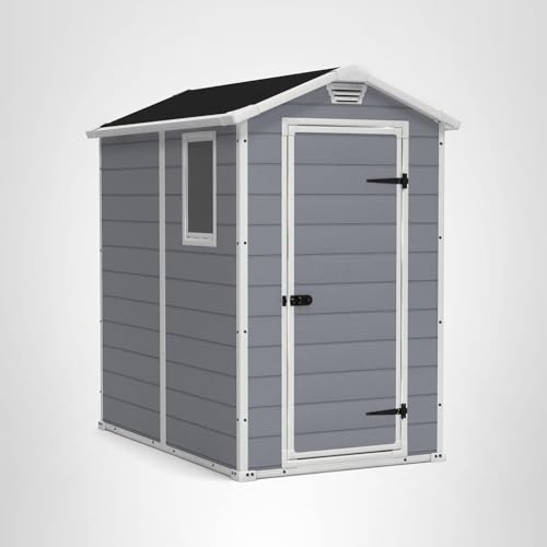 Keter Manor 4x6 Resin Outdoor Storage Shed Kit-Perfect to Store Patio Furniture, Garden Tools Bike Accessories, Beach Chairs and Lawn Mower, Grey & White - Image 14