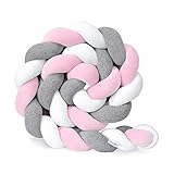 protector de cuna trenzado ▶[Almohada lateral de parachoques trenzada]El diseño de tejido de serpiente de cama trenzada y la elegante combinación de colores hacen de esta almohada una almohada de nudo práctica y hermosa, ideal para apoyar la cintura, las piernas o las manos. Póngalo en el costado de la cama para evitar que la cabeza, los codos y otras partes de su cuerpo golpeen contra el marco duro de la cama. Le permite dormir por la noche sin preocupaciones.