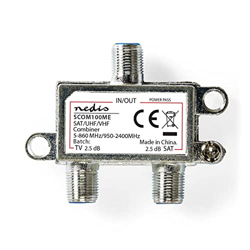 Nedis - Combinatore satellitare da 2 a 1 connettore F VHF/UHF: