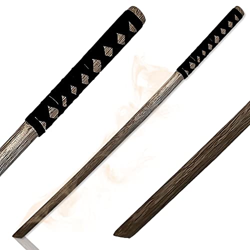Bokken aus Holz, Katana Wakizashi Tanto, Kendo Schwert Waffenzubehör aus Holz, Kendo-Schwertkampf-Training, Samurai Schwert, Rollenspiel, Cosplay, Iaido-Bokken, gewickelter Griff, Handgefertigt, 99 cm Cover