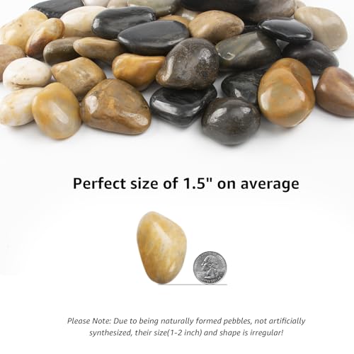 Image of 10lbs 1-2 Inch River Rocks, Decorative Mixed Pebbles for Garden Landscaping, Indoor Plants, Fish Tanks, Vases, and Succulents - Ideal for Home Decoration and Outdoor Gardens (Weight : 10 LB, Mixed)